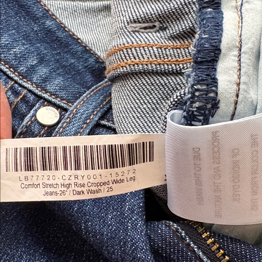 Quince Bella Stretch Cropped Straight Jeans 25 Stormy Blue (Dark Wash) in EUC - Picture 6 of 9